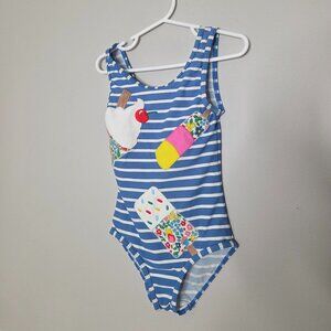 MINI BODEN Blue Stripe Ice Cream One Piece Bathing Suit